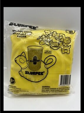 Slurpee Balloon Animal Inflatable Yellow Cat Koozie NEW 7-11 Pool Drink Holder